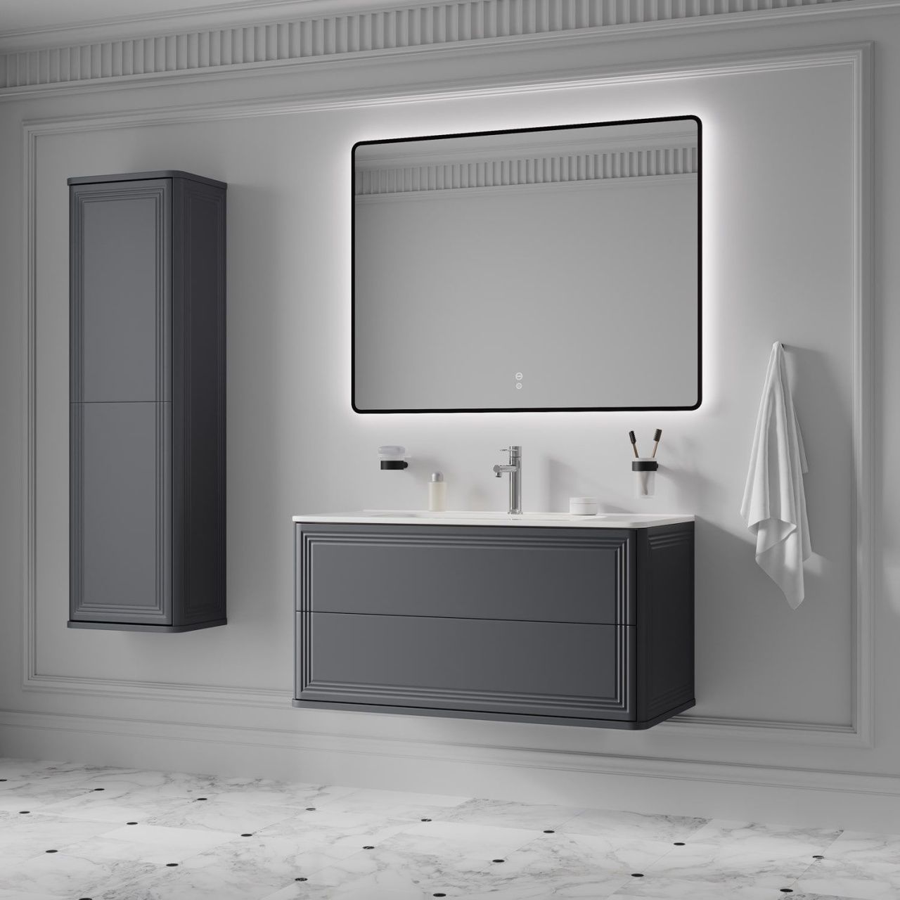 Тумба с умывальником, подвесная, 100 см, темно-серый, Oxford Neo, IDDIS, OXN10D0i95K в интернет-магазине Sumom.kz