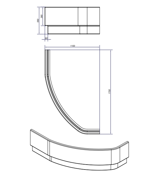 Схема товара Панель фронтальная для ванны Cersait Kaliope 170 левая P-PA-KALIOPE*170-L
