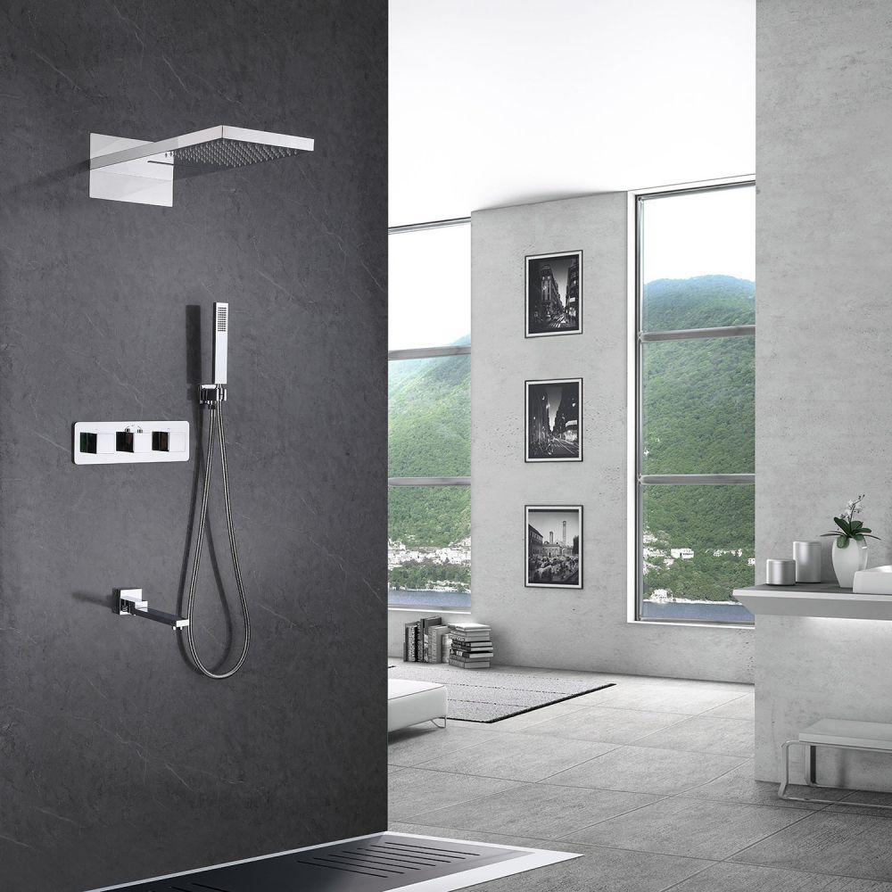 Душевая система ABBER Daheim AF8253 скрытого монтажа с изливом, термостат, хром в интернет-магазине Sumom.kz