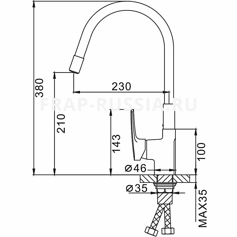 Смеситель для кухни гибкий Frap F4453-04 черный большой выбор под ваш дизайн!