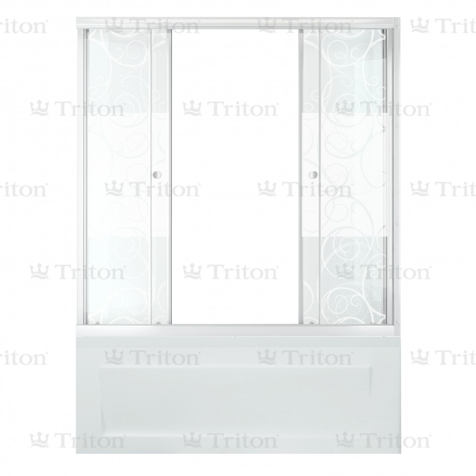 Стеклянная штора для душа Triton 170 Узоры, 2 двери, раздвижная