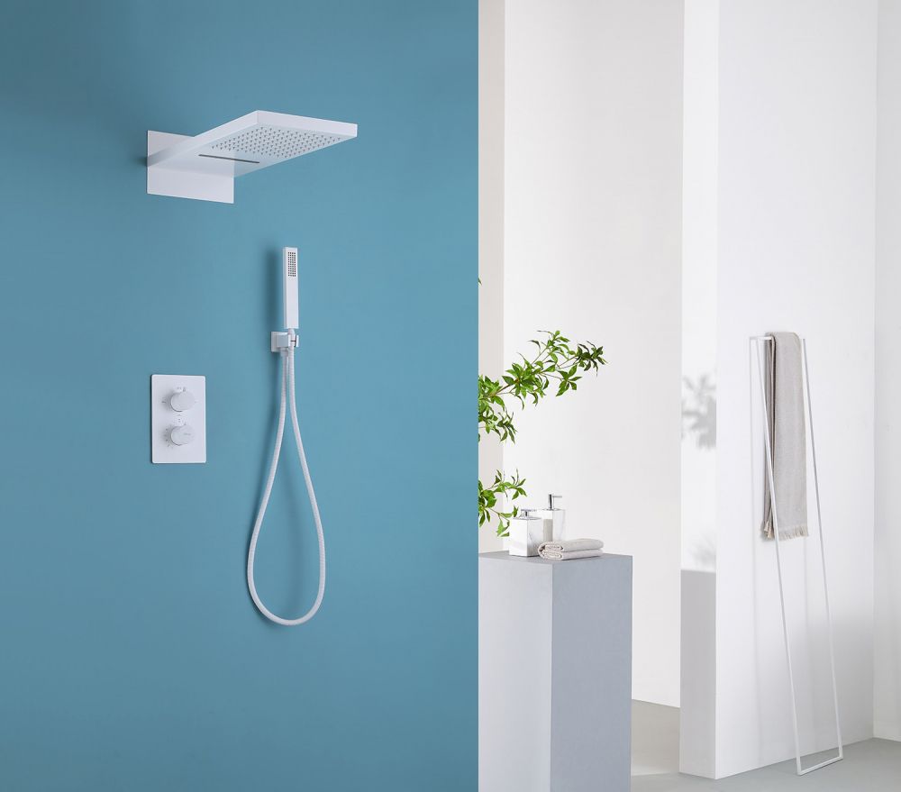 Душевая система ABBER Weiss Insel AF8052W скрытого монтажа без излива, термостат, белый в интернет-магазине Sumom.kz