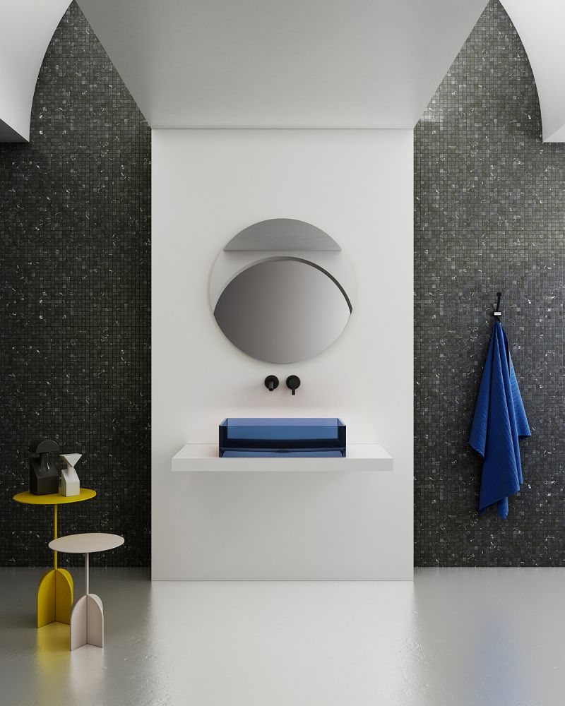 Раковина накладная прозрачная ABBER Kristall AT2803Saphir синяя в интернет-магазине Sumom.kz