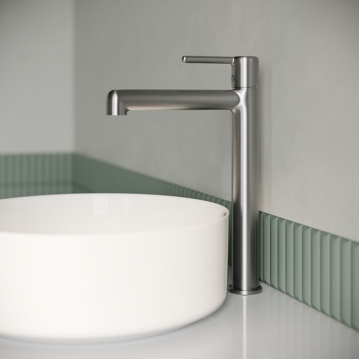 Cмеситель для настольного умывальника, хром матовый, Aiger, IDDIS, AIGBC01i01 большой выбор под ваш дизайн!