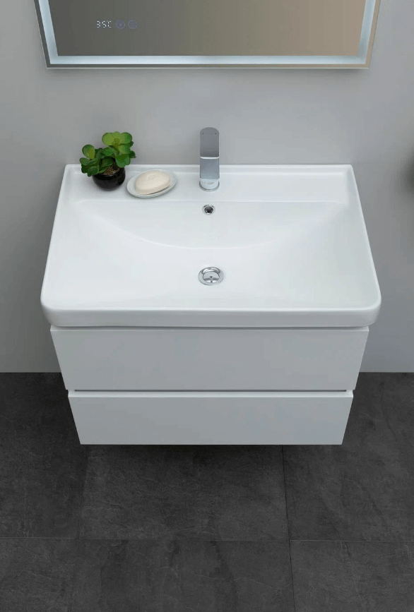 Тумба с раковиной Вега 70 2 ящ. цв.белый глянец (308335) в интернет-магазине Sumom.kz