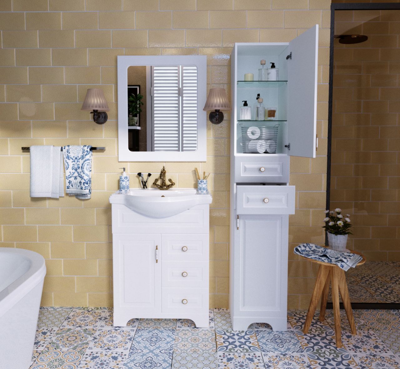 Зеркало 1 МарКа Прованс 65 Белый глянец У71974 в интернет-магазине Sumom.kz