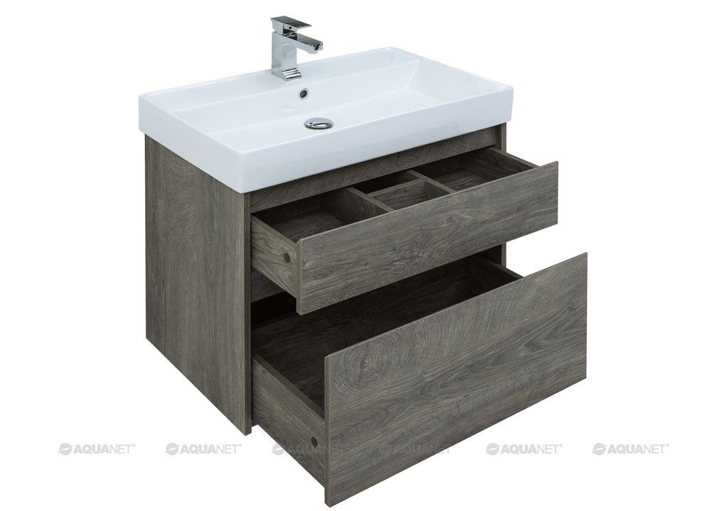 Тумба-умывальник Aquanet Nova Lite 75 дуб рошелье (2 ящика) (242273+242338) в интернет-магазине Sumom.kz