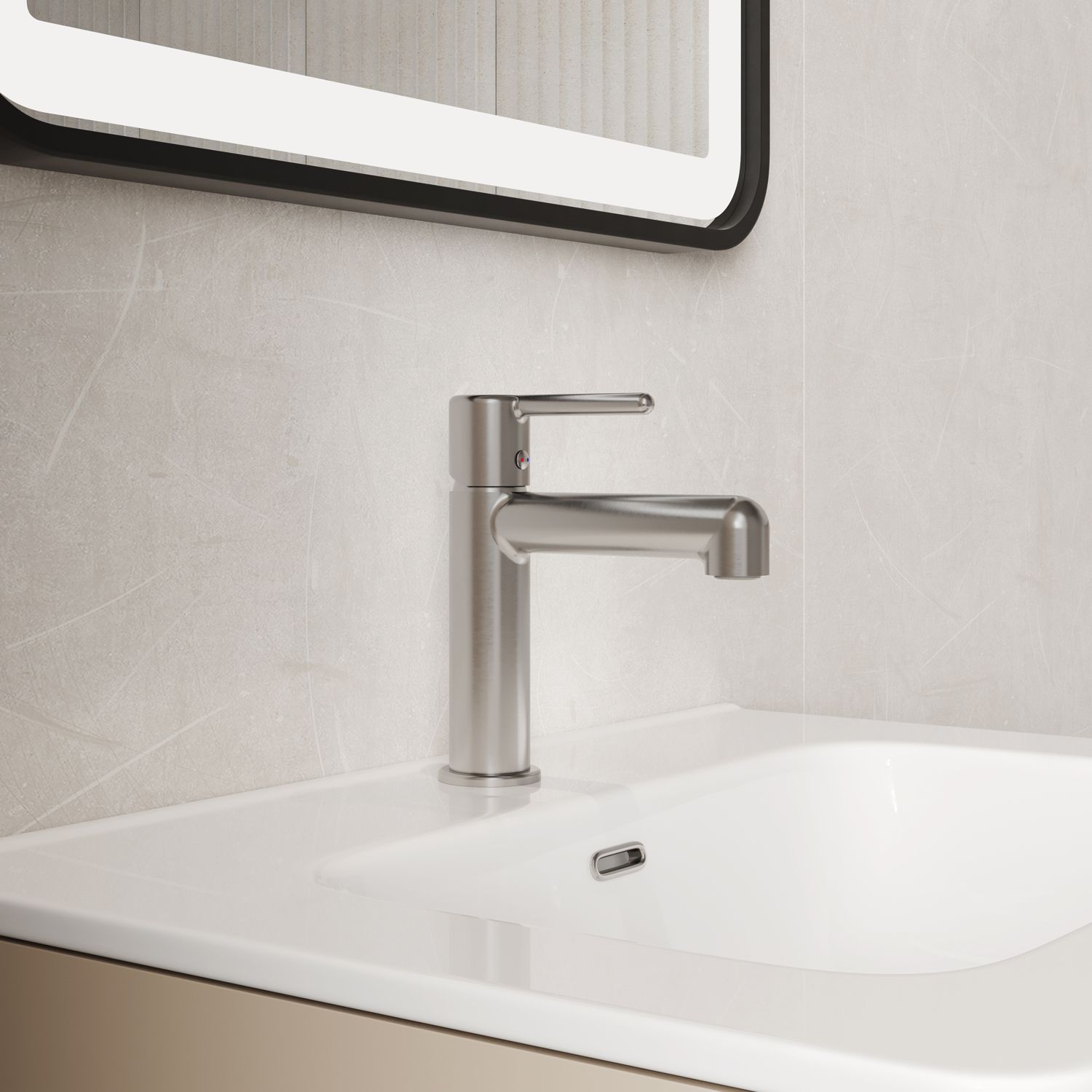 Cмеситель для умывальника, хром матовый, Aiger, IDDIS, AIGBC00i01 большой выбор под ваш дизайн!