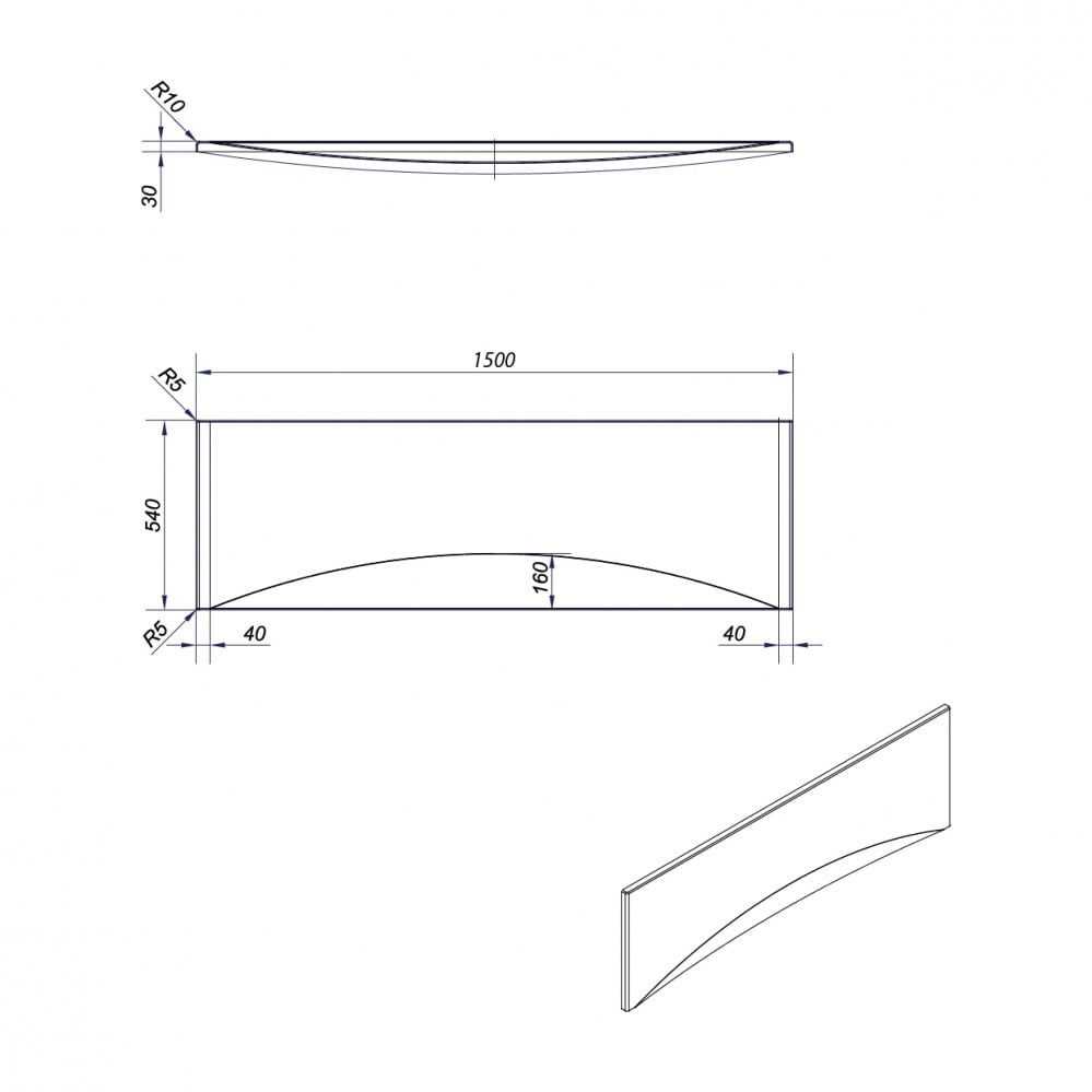 Схема товара Панель фронтальная для ванны Cersanit Virgo 150 
