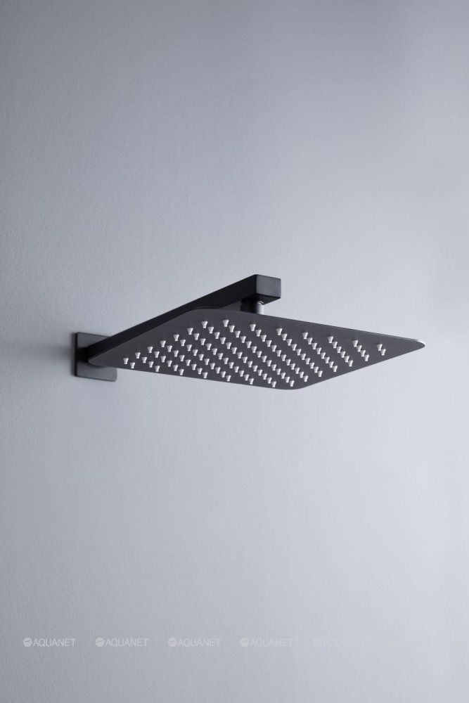 Верхний душ Slim,нерж.сталь #304, 250х250мм. держатель 380мм, черн.мат 5.21019-31 INFINTY в интернет-магазине Sumom.kz