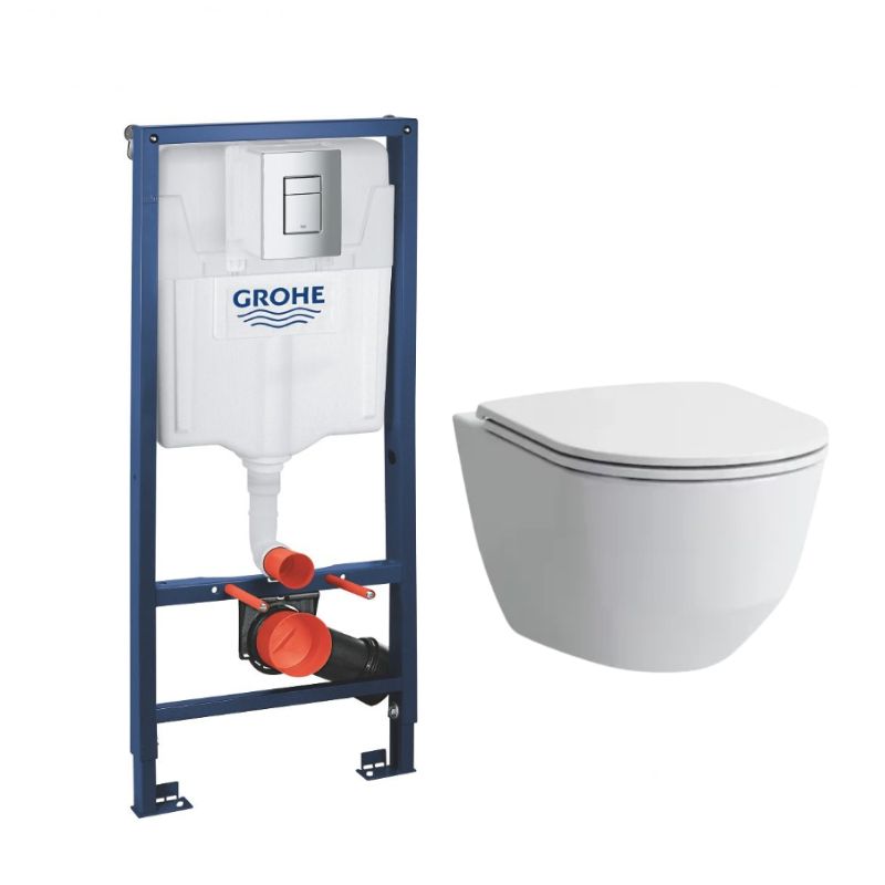 Комплект 4в1: Инсталляция с панелью смыва 38772001, унитаз с сиденьем Laufen Pro K24042602 в интернет-магазине Sumom.kz