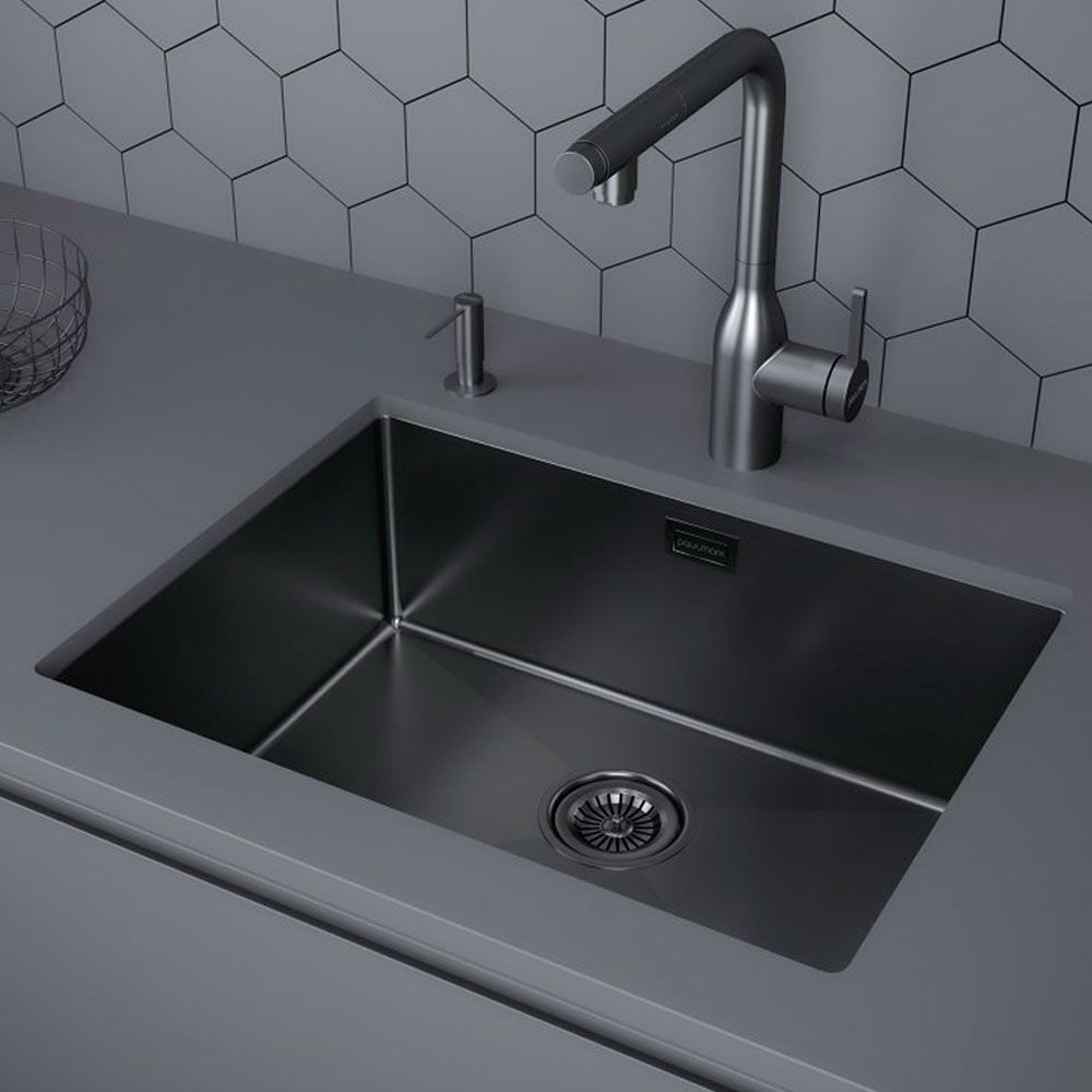 Кухонная мойка Paulmark Next PM 215844-GM Вороненая сталь в интернет-магазине Sumom.kz
