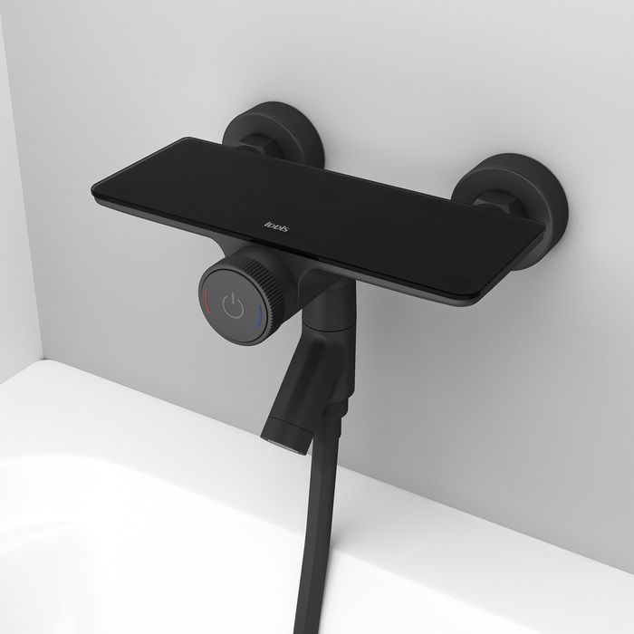 Смеситель для ванны с управлением Push Control, черный матовый, Шелфи (Shelfy), IDDIS, SHEBLBTi02WA большой выбор под ваш дизайн!