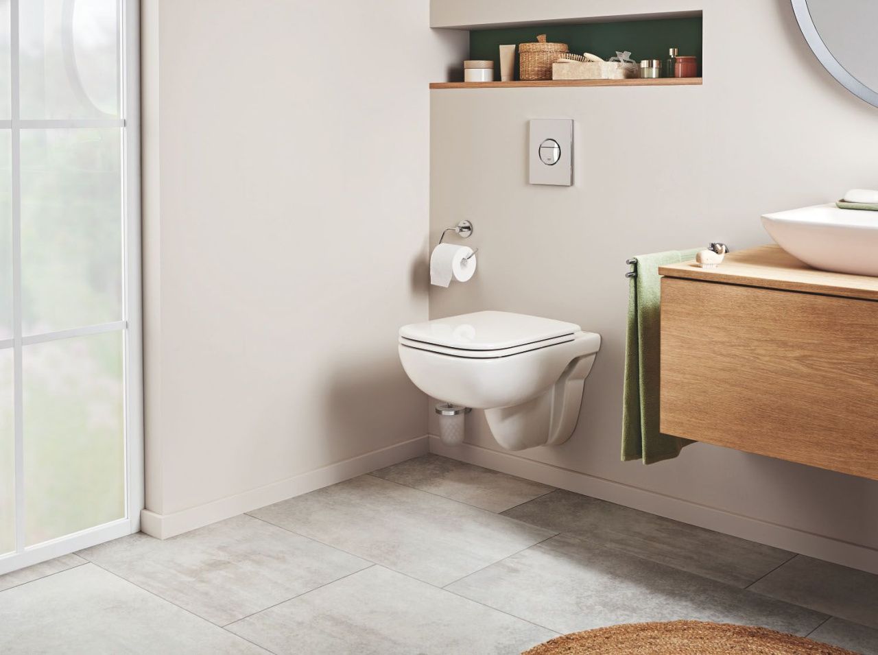 Унитаз GROHE Bau Edge подвесной, альпин-белый c сиденьем 39809000+ 39813000 в интернет-магазине Sumom.kz