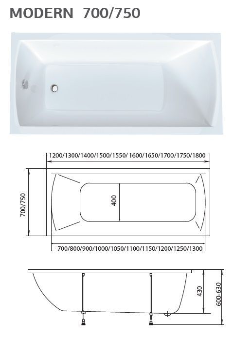 Акриловая ванна 1MarKa Modern 150x75