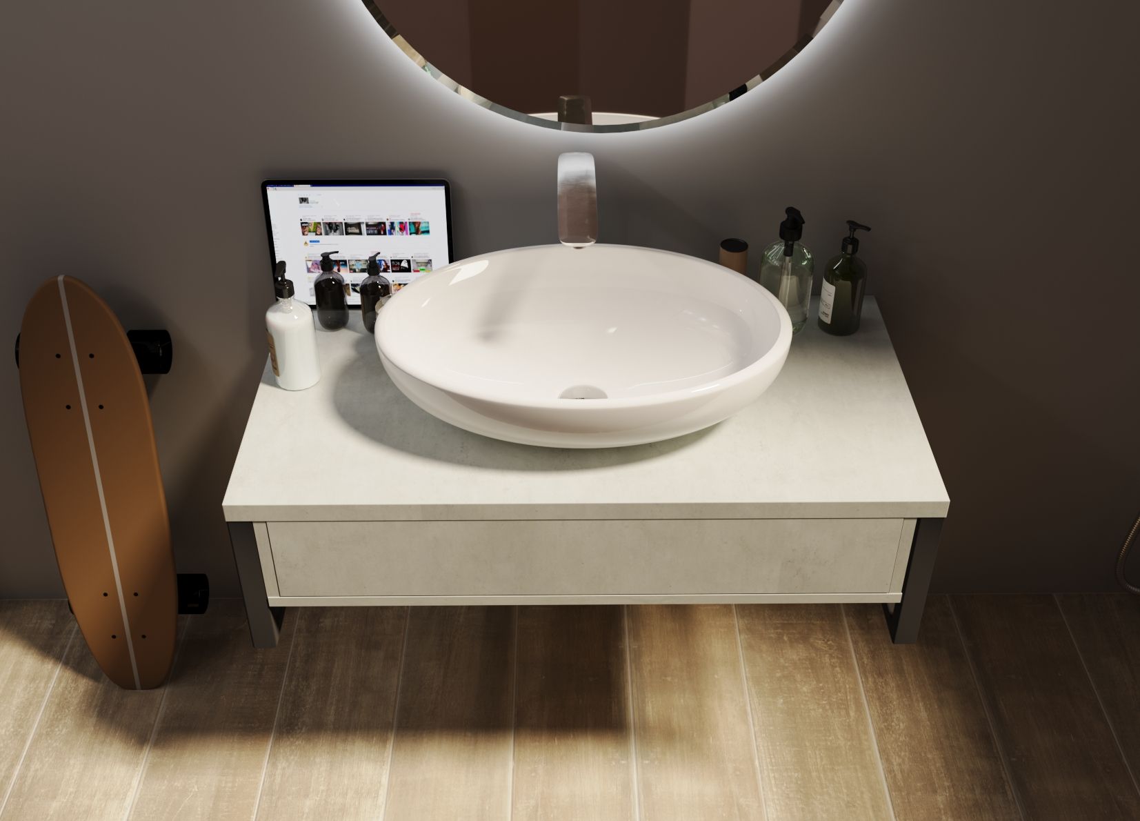 Тумба 1Marka GRUNGE LOFT 70П 1в.я Бетон светлый Ц0000015938 в интернет-магазине Sumom.kz