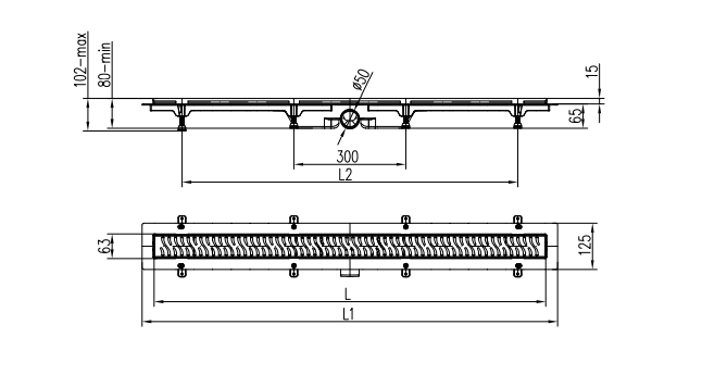 Схема товара Водоотводящий жёлоб MCH 750мм Medium глянец CH750/50M