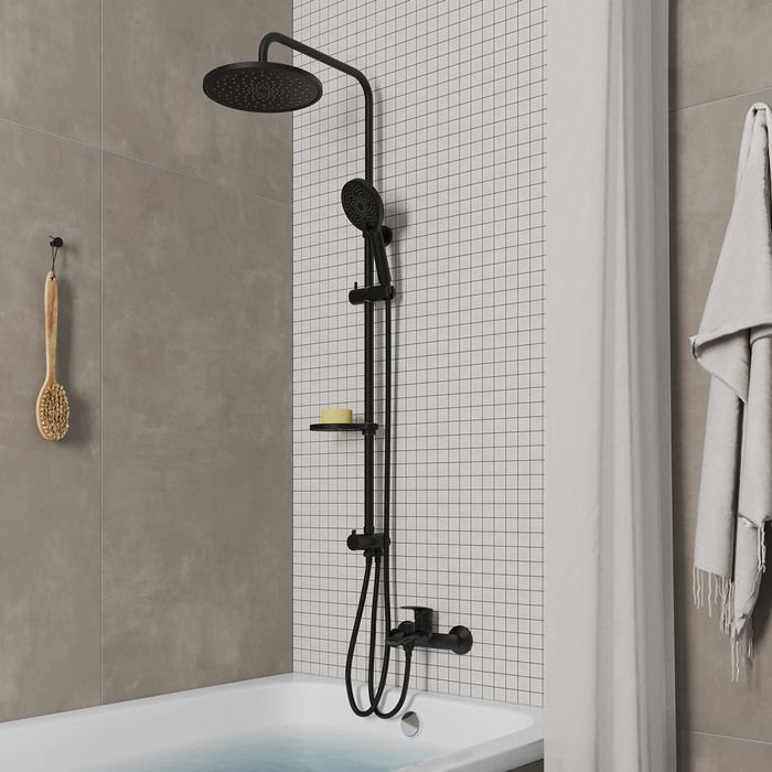 Душевой гарнитур с тропической лейкой, черный матовый, Ideal Spa, Milardo, ILSBL3FM76 в интернет-магазине Sumom.kz Душевой гарнитур с тропической лейкой, черный матовый, Ideal Spa, Milardo, ILSBL3FM76 в интернет-магазине Sumom.kz