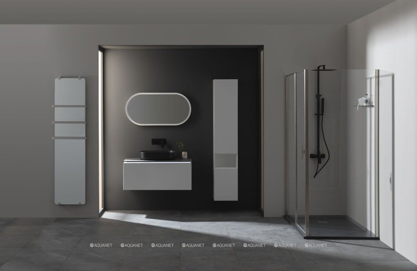 5.21012-31 INFINITY Душевая система, высота 850-1330мм,Верх душ Slim 300мм. Kerox,черн.мат в интернет-магазине Sumom.kz