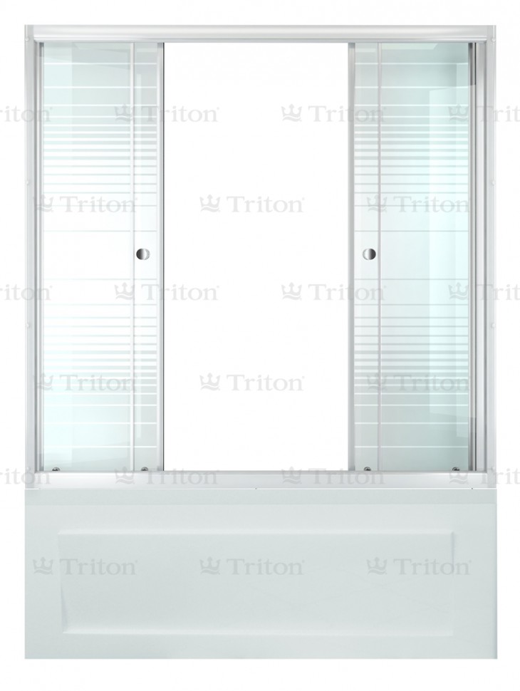Стеклянная штора для душа Triton 170 Полосы, 2 двери, раздвижная