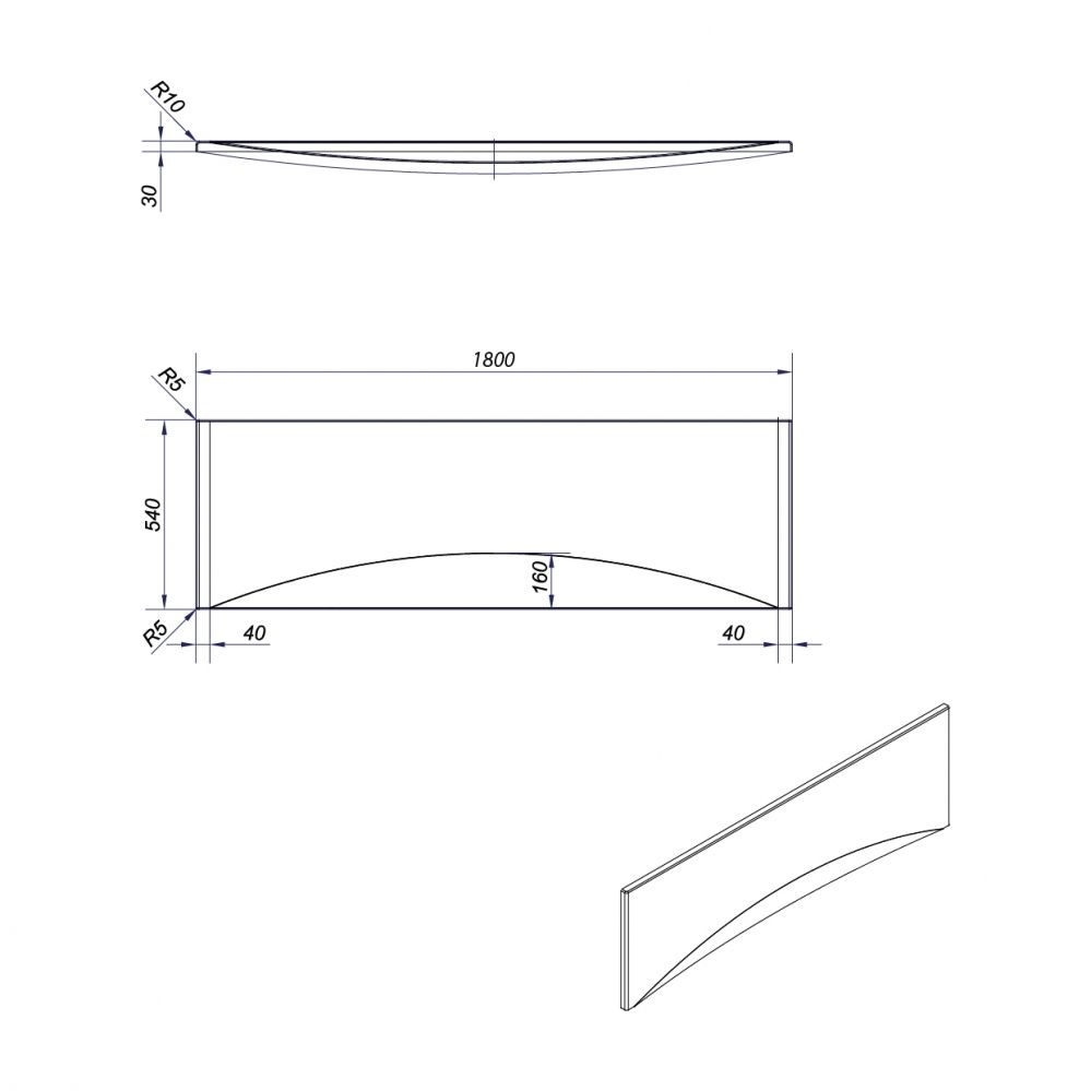 Схема товара Панель фронтальная для ванны Cersanit Virgo 180