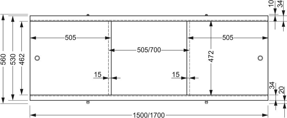 Схема товара Фронтальная панель для ванны Cersanit Universal PA-TYPE3*150-W