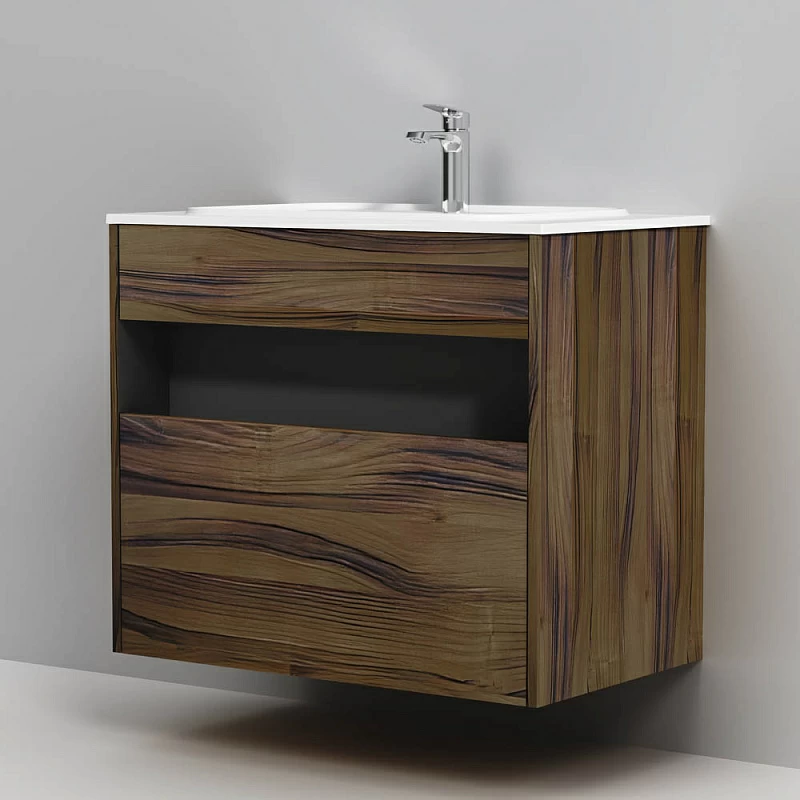 Тумба с раковиной Am.Pm Func, 80 см, подвесная/напольная, темное дерево, M8FFUX0801OF+M8FWPC0800WM в интернет-магазине Sumom.kz