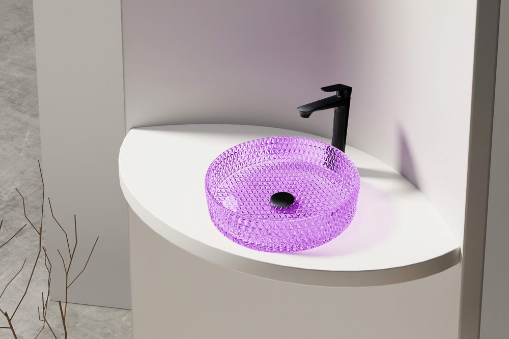 Раковина накладная стеклянная ABBER Glas AK2301P фиолетовая в интернет-магазине Sumom.kz