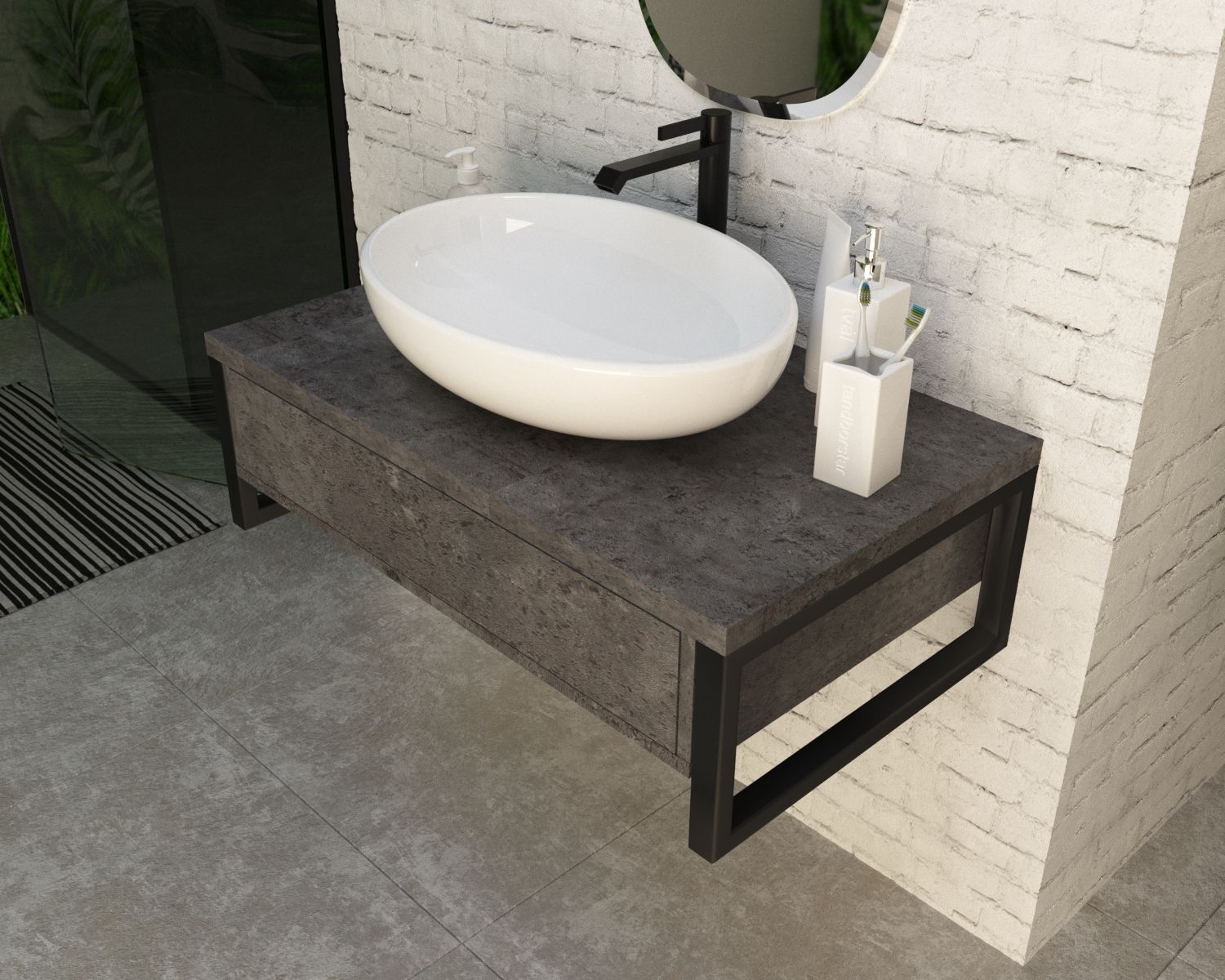 Тумба 1Marka GRUNGE LOFT 70П 1в.я Бетон темно-серый Ц0000015939 в интернет-магазине Sumom.kz