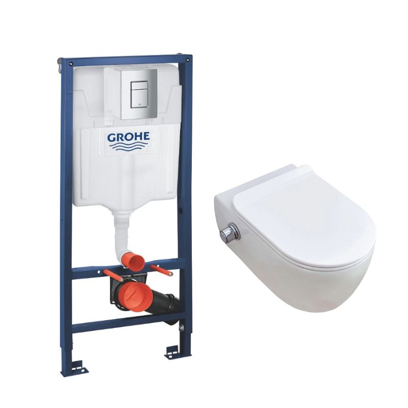 Комплект 5в1: Инсталляция с панелью смыва 38772001, унитазом-биде CT2039V-B SSWW K24020801 в интернет-магазине Sumom.kz