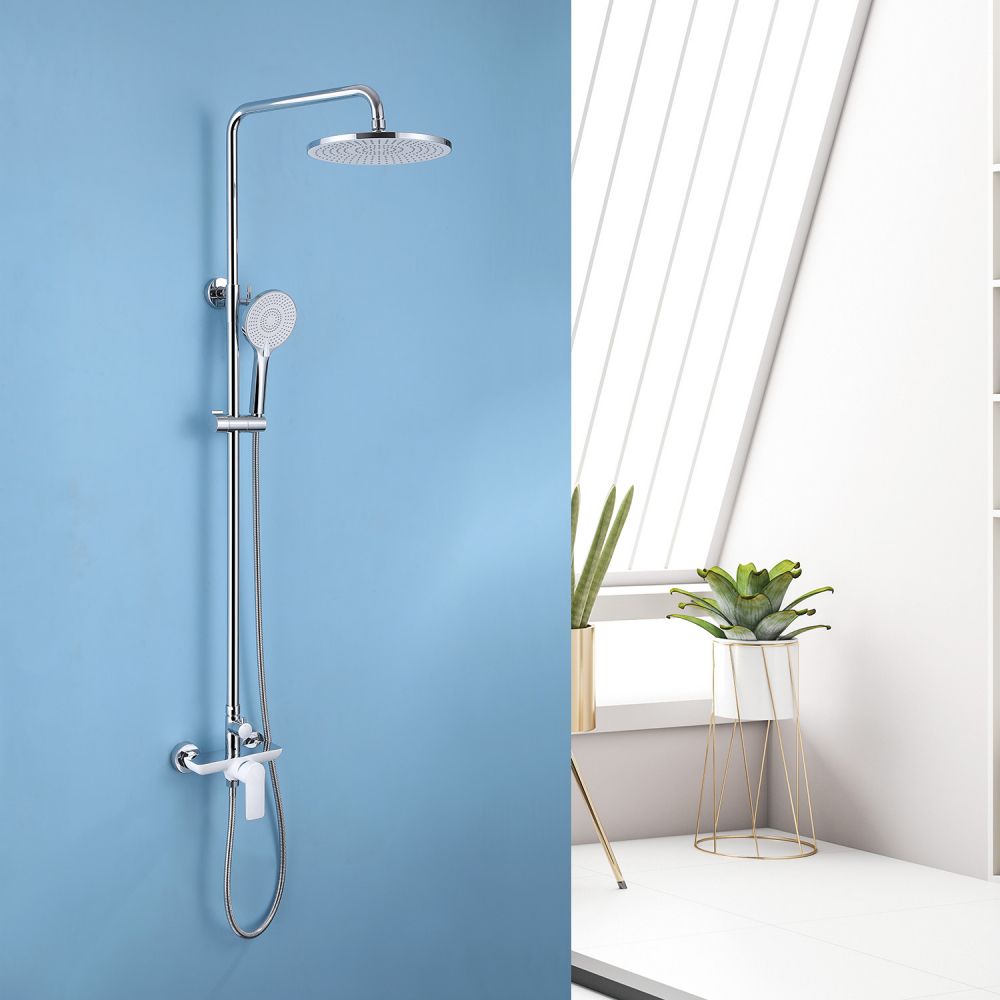 Душевая стойка ABBER Weiss Insel AF8020W без излива, белый-хром в интернет-магазине Sumom.kz