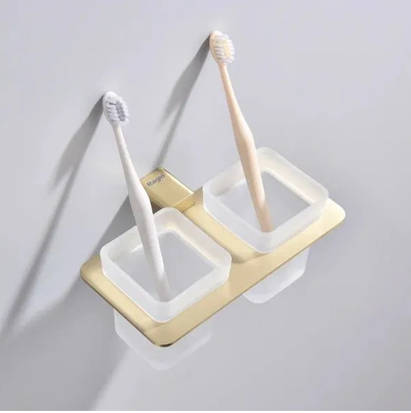 Держатель + 2 Стакана Raglo сатин золото R301.08.03 купить в интернет магазине sumom.kz