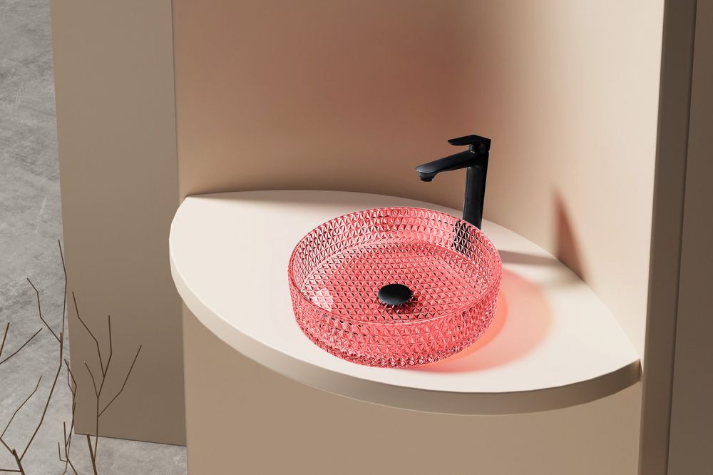 Раковина накладная стеклянная ABBER Glas AK2301OR красная в интернет-магазине Sumom.kz