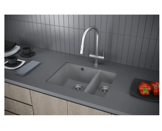 Кухонная мойка KüchenStern UNDER 60-2 Ku-Granit черный KS-800114 в интернет-магазине Sumom.kz