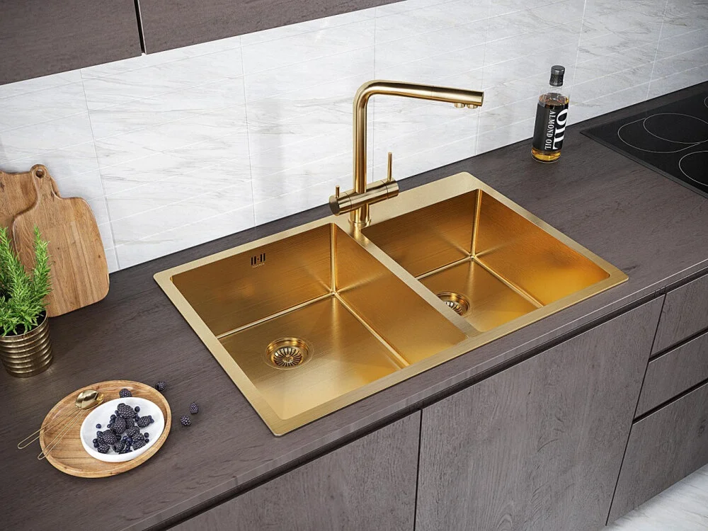 Мойка кухонная Paulmark Helfer PM237851-BG, 78 см, брашированное золото в интернет-магазине Sumom.kz Мойка кухонная Paulmark Helfer PM237851-BG, 78 см, брашированное золото в интернет-магазине Sumom.kz