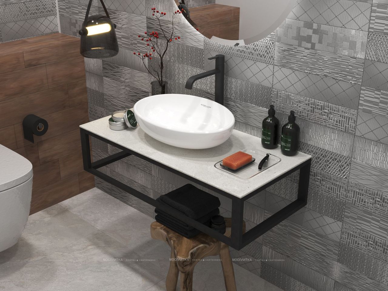 Столешница из керамогранита LOFT 80, Светло-серый МА01 Nat Ц0000008735 в интернет-магазине Sumom.kz