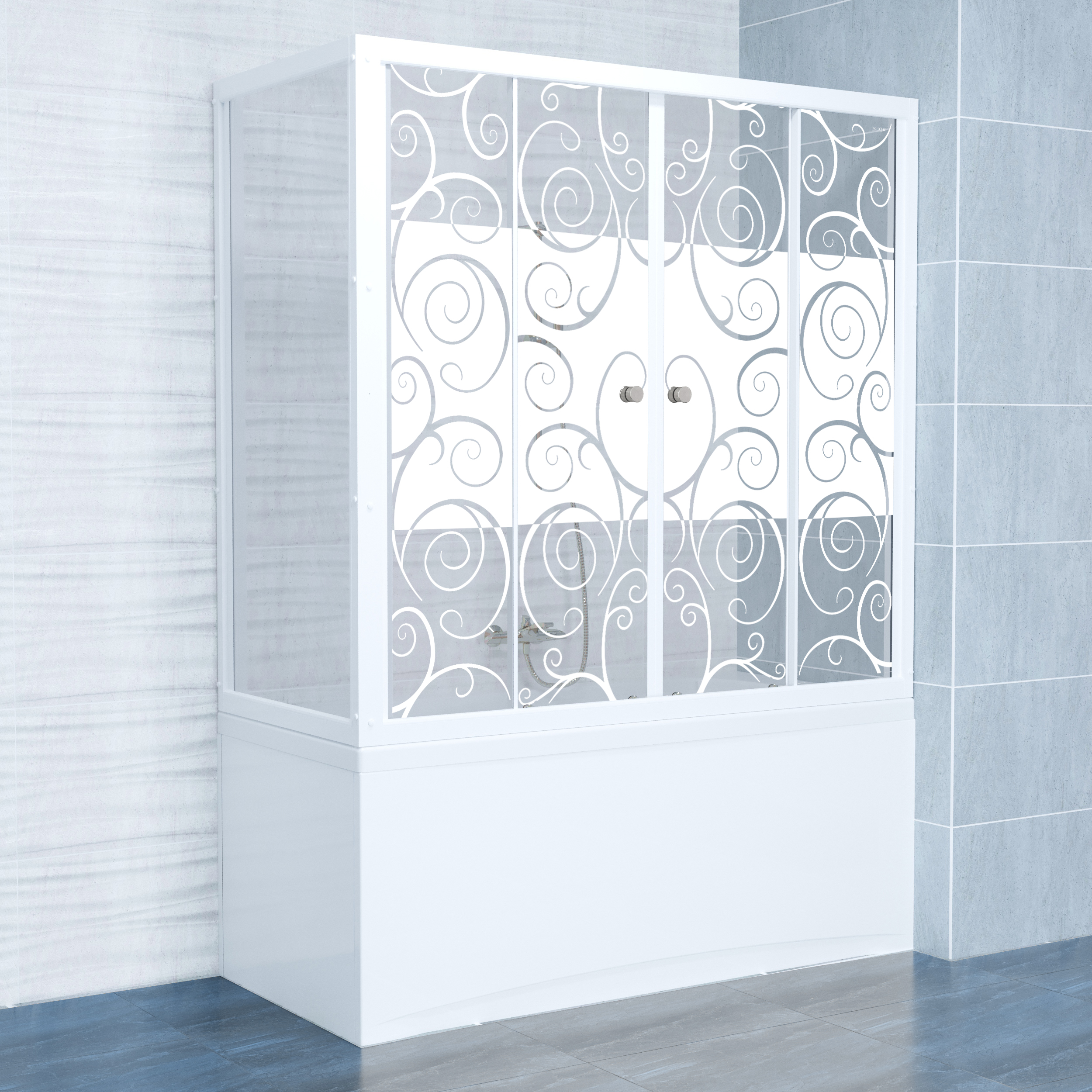 Фото в декоре Стеклянная штора для душа Triton 150 Узоры, 2 двери, раздвижная