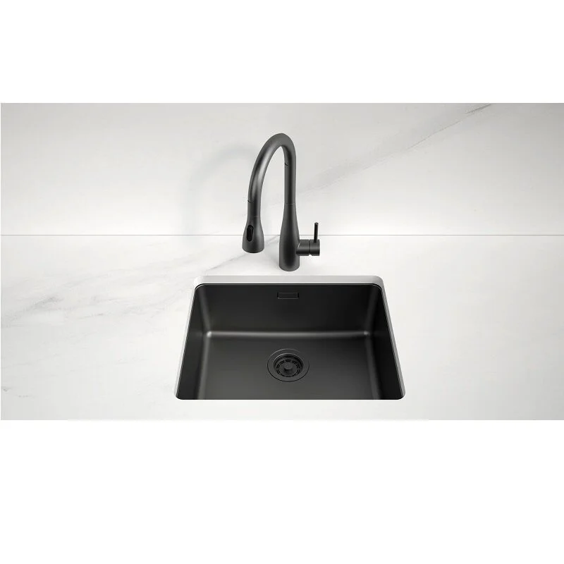 Мойка кухонная Paulmark Yuni YU54-MBN, 54 см, нержавеющая сталь, PVD покрытие, цвет черный матовый в интернет-магазине Sumom.kz Мойка кухонная Paulmark Yuni YU54-MBN, 54 см, нержавеющая сталь, PVD покрытие, цвет черный матовый в интернет-магазине Sumom.kz
