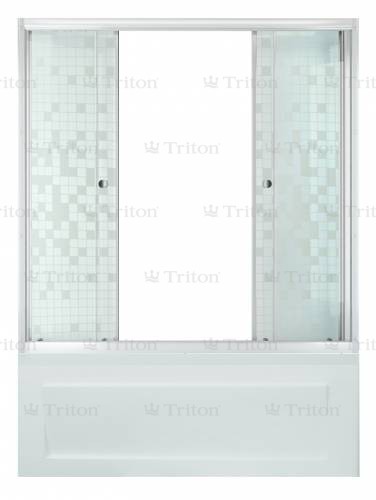 Стеклянная штора для душа Triton 150 Мозаика, 2 двери, раздвижная