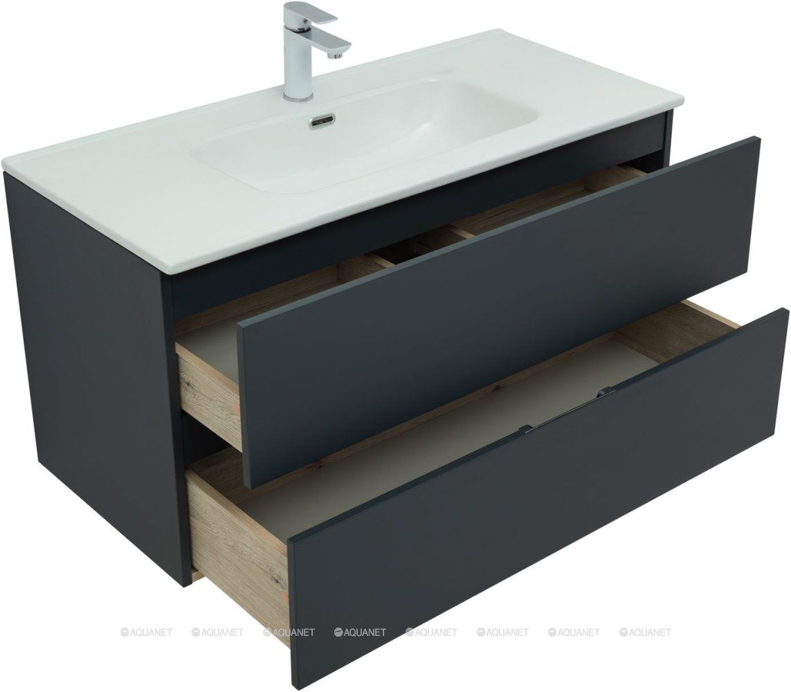 Тумба с раковиной Алвита new 100 2 ящ. цв.антрацит (274139) в интернет-магазине Sumom.kz Тумба с раковиной Алвита new 100 2 ящ. цв.антрацит (274139) в интернет-магазине Sumom.kz