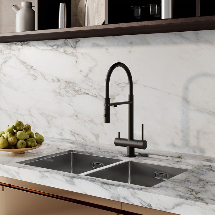 Смеситель для кухни с фильтром и гибким изливом, черный матовый, Ace, IDDIS, ACEBLFFi05 большой выбор под ваш дизайн!