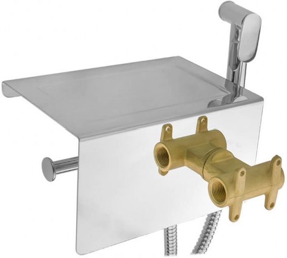 Гигиенический душ со смесителем, бумагодержателем и полочкой F7516 большой выбор под ваш дизайн!