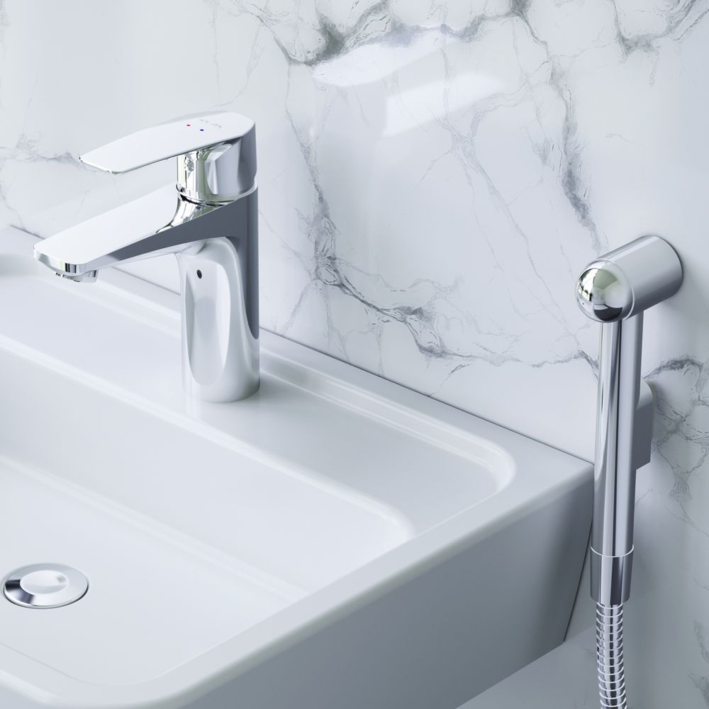 Смеситель для умывальника с гиг.душем, излив 99 мм, хром, шт F90A03000 Am Pm Gem большой выбор под ваш дизайн!