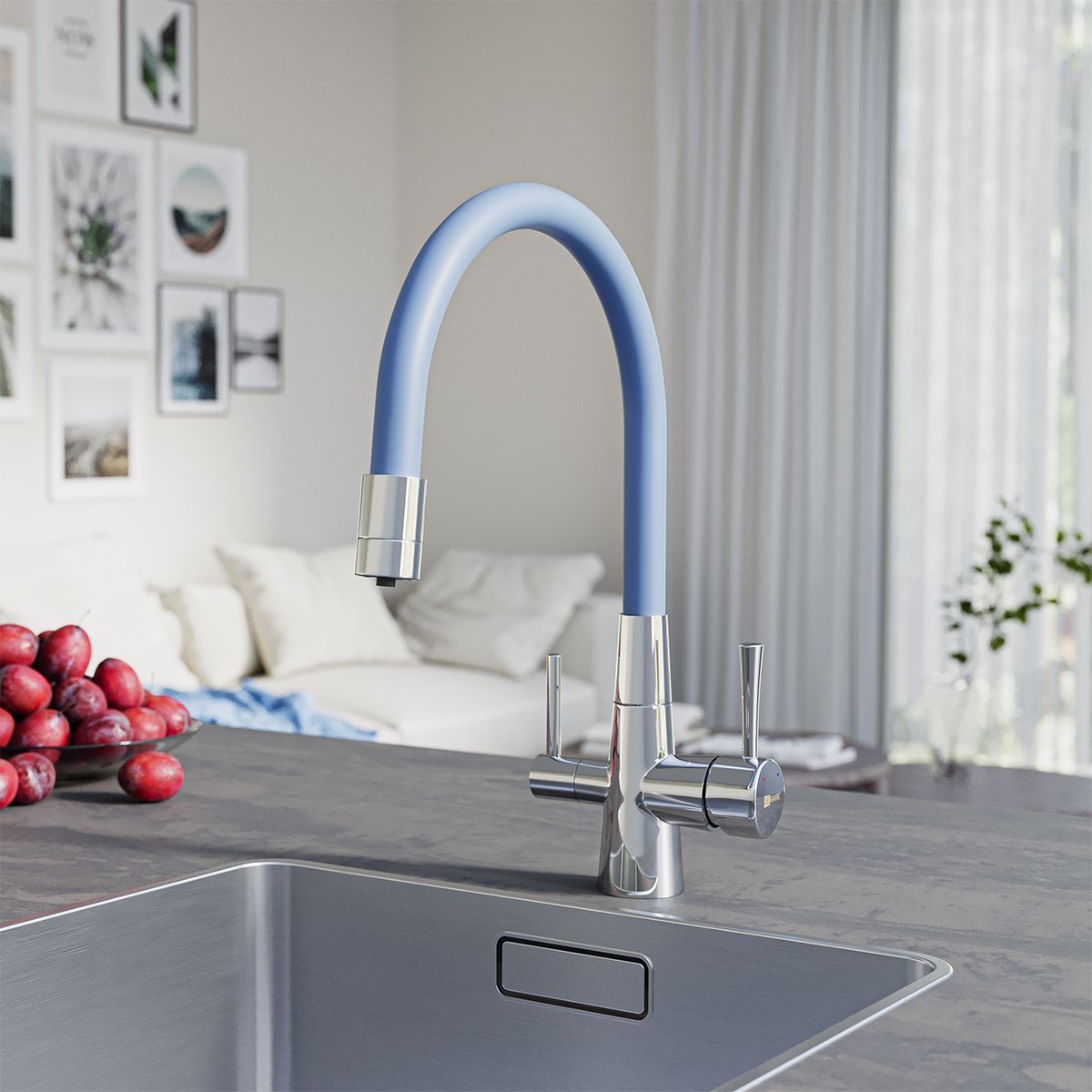 Смеситель Lemark Comfort LM3075C-SkyBlue для кухни с подключением к фильтру с питьевой водой большой выбор под ваш дизайн!