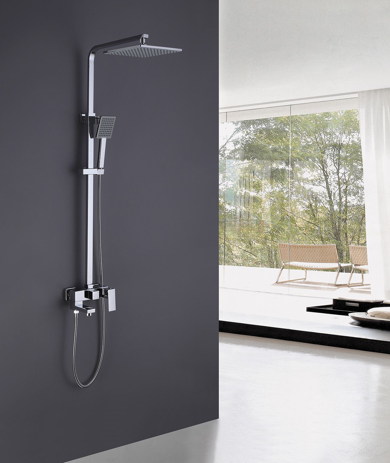 Душевая стойка ABBER Daheim AF8216 с изливом, хром в интернет-магазине Sumom.kz Душевая стойка ABBER Daheim AF8216 с изливом, хром в интернет-магазине Sumom.kz