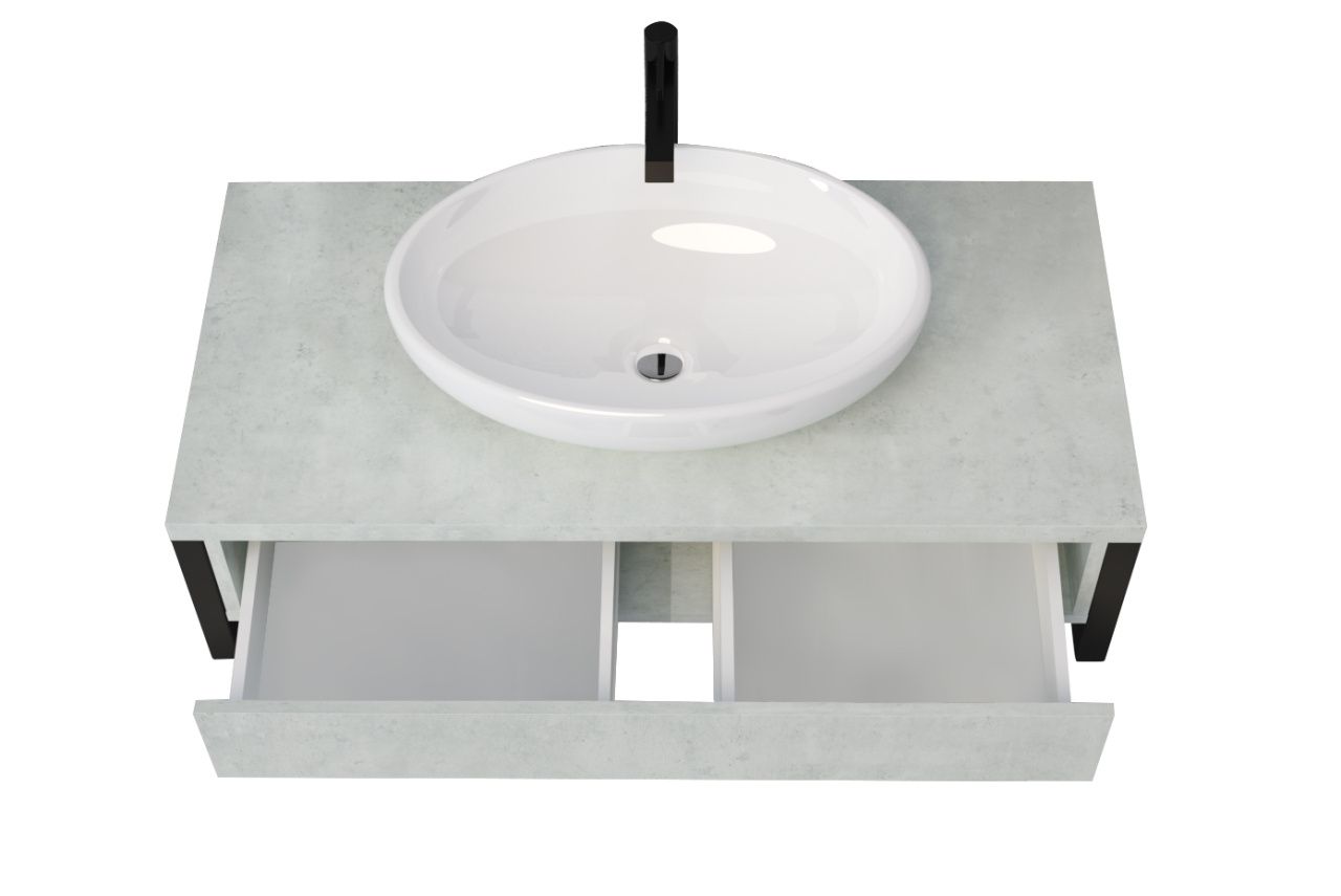 Тумба под умывальник 1MarKa Grunge Loft 100П Бетон светлый У85853 в интернет-магазине Sumom.kz