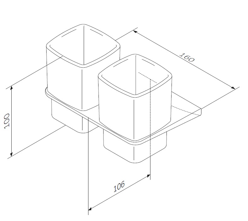 Схема товара Стеклянный стакан AM.PM Inspire 2.0 с настенным держателем, двойной  A50A343400