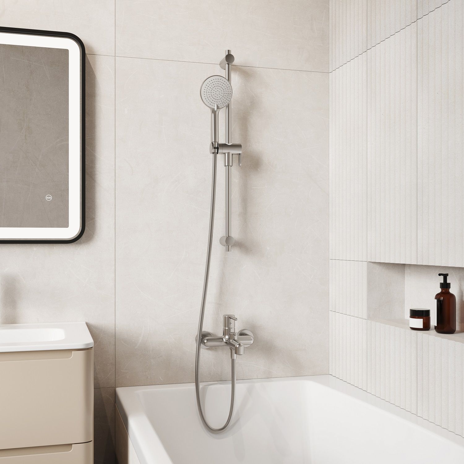 Cмеситель для ванны, хром матовый, Aiger, IDDIS, AIGBC00i02WA большой выбор под ваш дизайн!