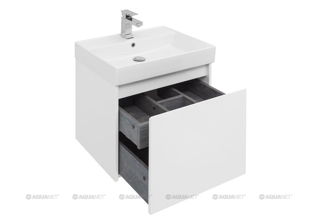 Тумба-умывальник Aquanet Nova Lite 60 белый (1 ящик) (242574+242905) в интернет-магазине Sumom.kz