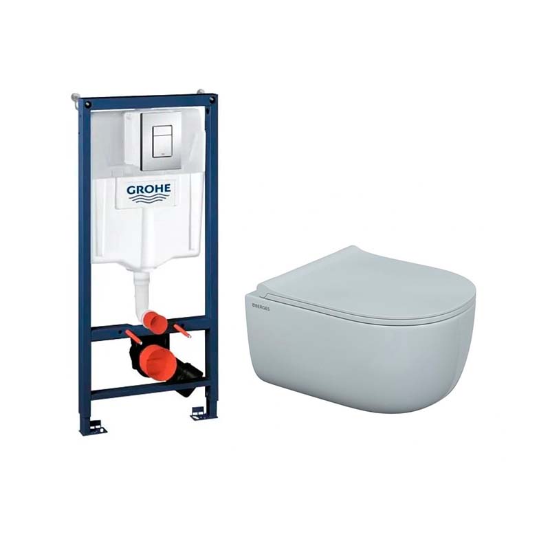 Комплект Инсталляция для подвесного унитаза Grohe Rapid SL и Унитаз BERGES EGO Rimless 38772001+082111 в интернет-магазине Sumom.kz